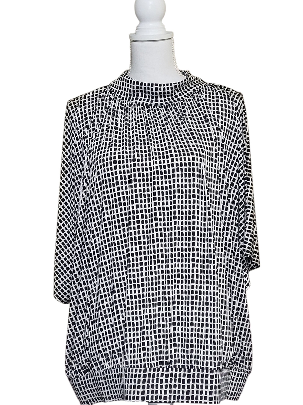 Worthington Woman Geometric Mock Neck Top